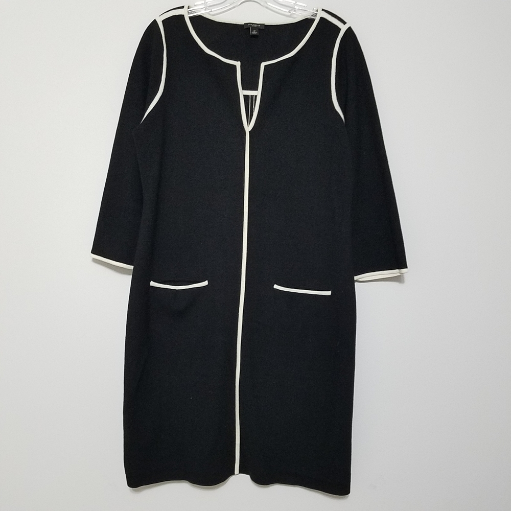 Ann Taylor Sweater Knit Dress w/ White Trim  M Bl